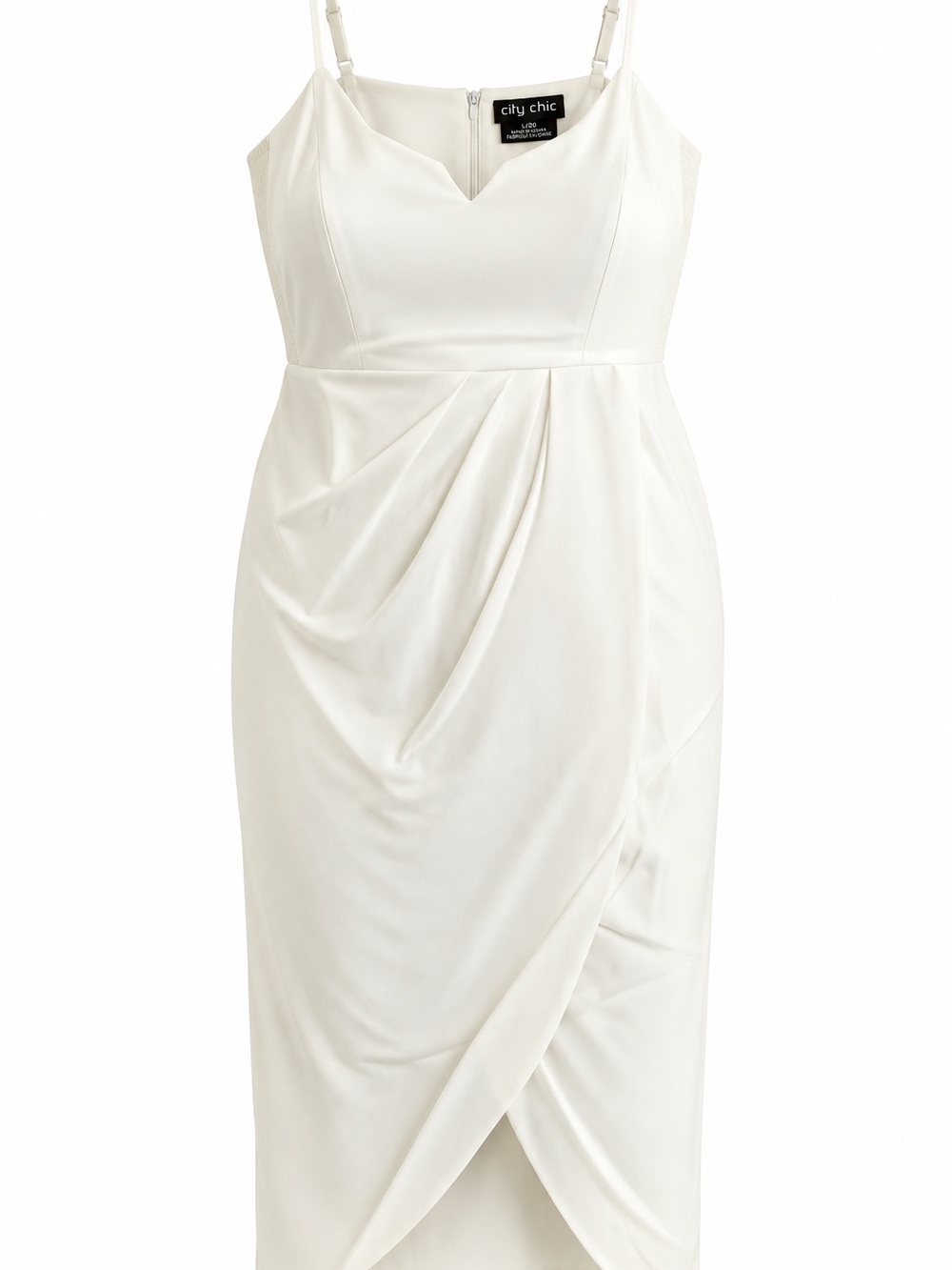 City Chic Cream Draped Midi Sheath Dress